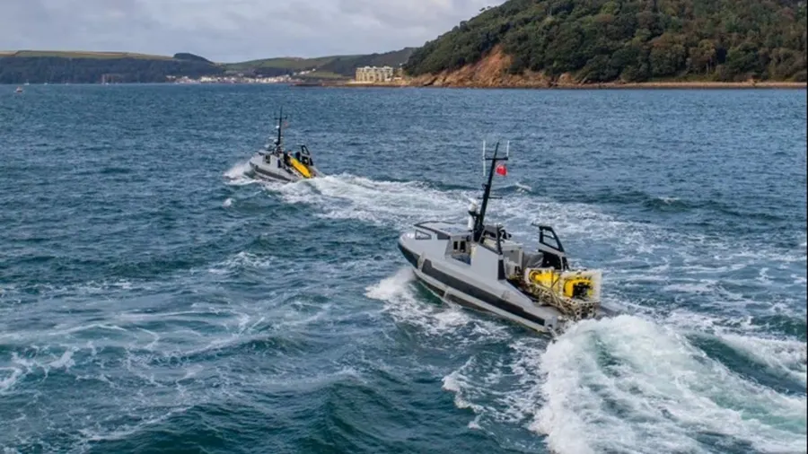 Two MMCM unmanned surface vessels on sea trials off the south coast